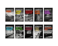 A 2x5 grid of ten book covers titled 'Sagebrush City' series, each with a different colorful subtitle in orange, yellow, green, and purple over black-and-white documentary-style photographs. The author name 'Codrey' is visible on each cover.