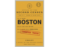 A book cover for 'Boston: A Novel of the Second Census' by Cosley, featuring a vintage-style yellow census record card with black text and a red stamp reading 'COUNTED TWICE'.