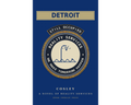 Book cover for 'Detroit' by Cosley, featuring a dark blue background with a central circular emblem in cream and gold, and the title 'DETROIT' at the top.