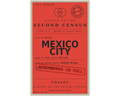 A vintage-style red document cover for the book 'Mexico CIty' by Cosley, featuring black text and stamps, photographed against a light gray background.