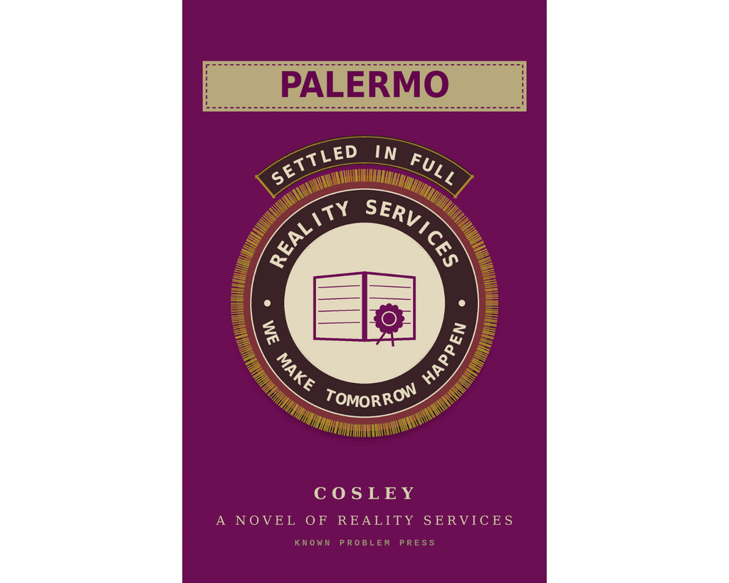 Book cover for 'Palermo' by Cosley, featuring a deep purple background with a central circular emblem in beige and brown, and the title 'PALERMO' at the top.