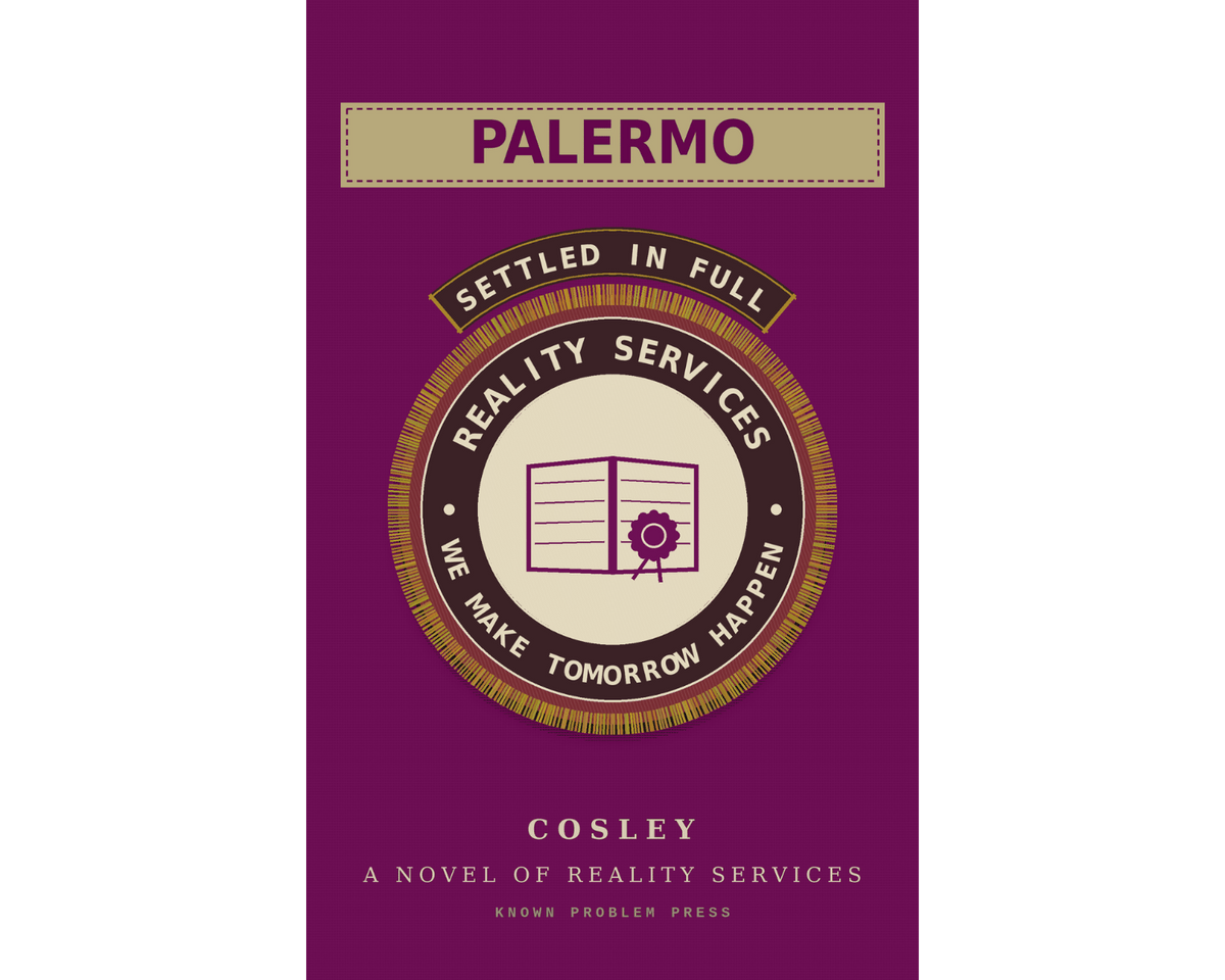 Book cover for 'Palermo' by Cosley, featuring a deep purple background with a central circular emblem in beige and brown, and the title 'PALERMO' at the top.