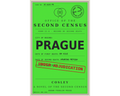 A bright green book cover for 'Prague: A Novel of the Second Census' by Cosley, featuring black text and a red stamp reading 'UNDER ADJUDICATION'.